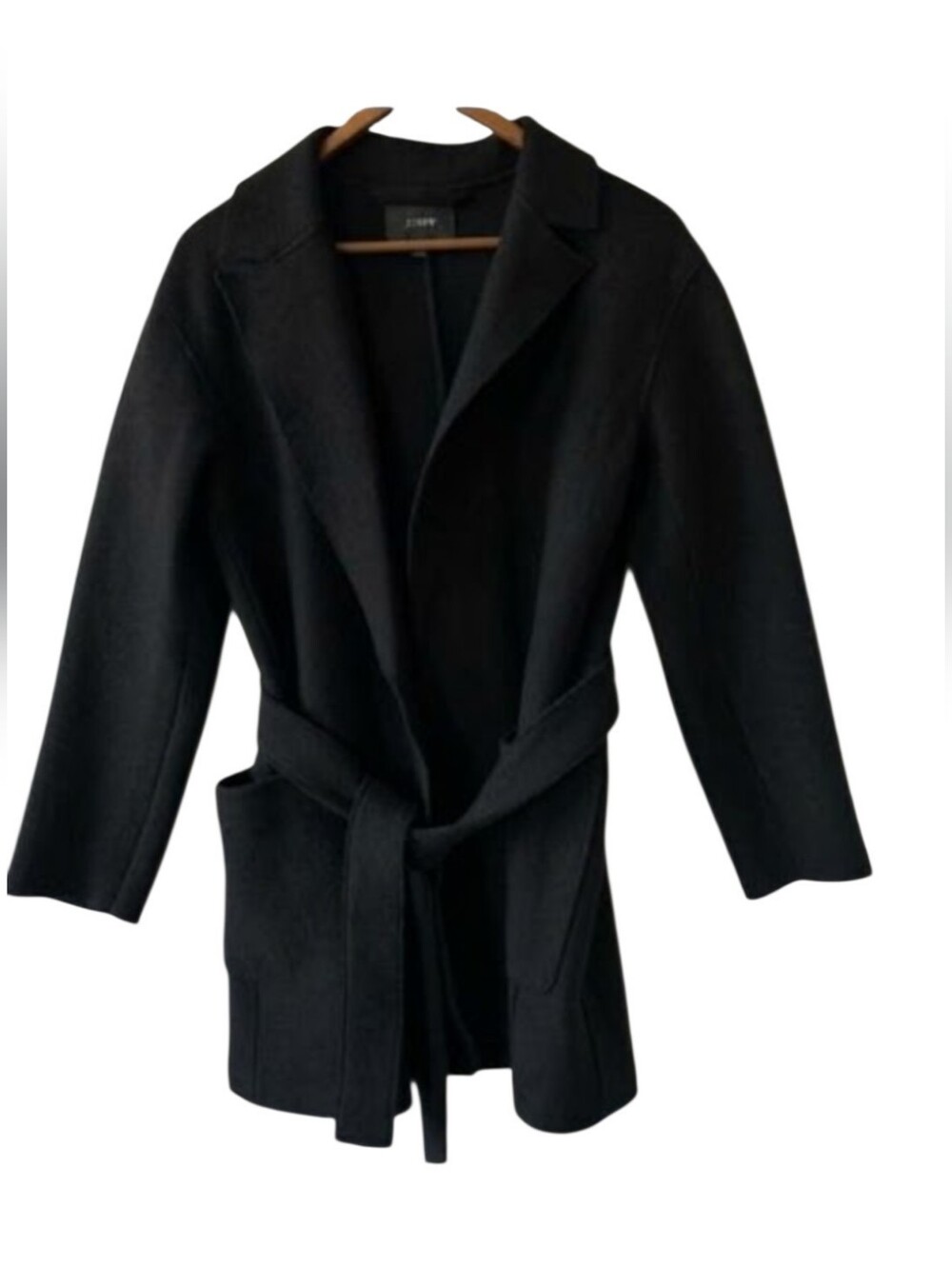 J.Crew Boiled Wool Wrap Coat Blazer Jacket Black